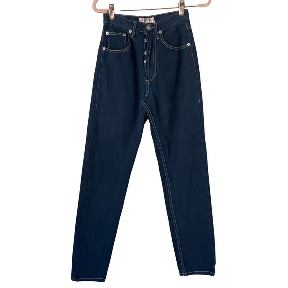 Vintage Guess Jeans Womens Size 26 Blue Denim Button Fly High Rise 90s Y2K Retro - Picture 1 of 13